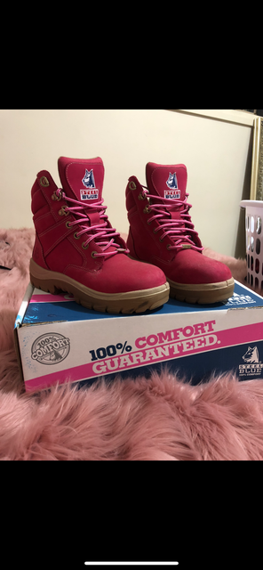 pink work boots australia